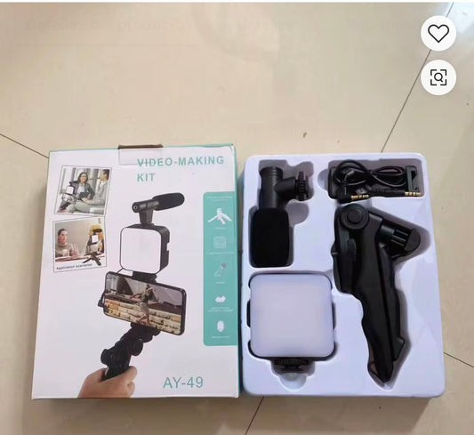 Kit de Video 3 en 1: Luz LED, Trípode y Selfie Stick