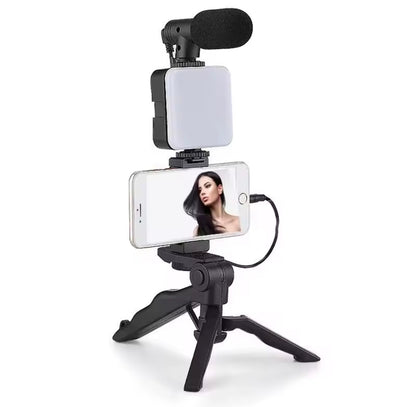Kit de Video 3 en 1: Luz LED, Trípode y Selfie Stick