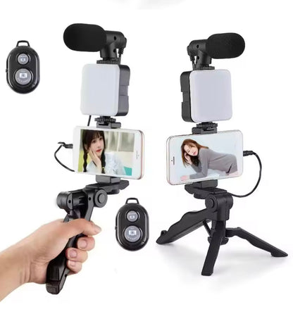Kit de Video 3 en 1: Luz LED, Trípode y Selfie Stick